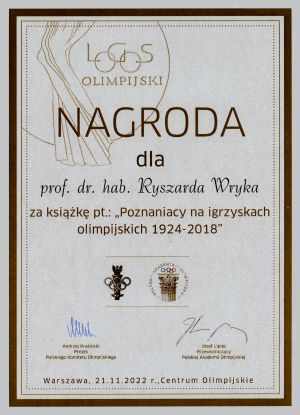 Nagroda „Logos Olimpijski 2022” dla Prof. Ryszarda Wryka