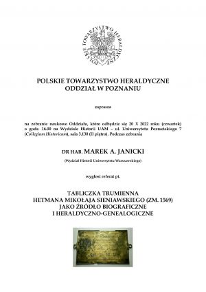 Spotkanie Polskiego Towarzystwa Heraldycznego - Oddział w Poznaniu